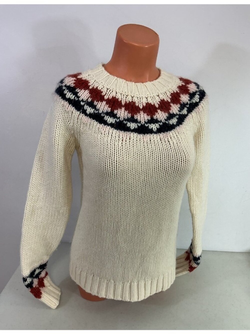 Boden Alpaca Wool Sweater Fair Isle Chunky Knit Womens XS